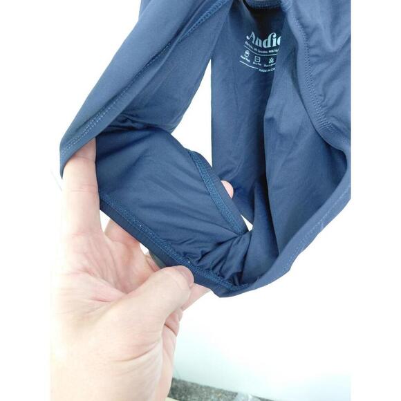 Andie Swimsuit Womens L Navy Tulum One Piece Crossed Straps Open Back Vacation - Picture 5 of 9